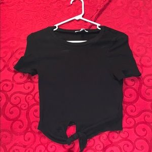 Black tie-front shirt